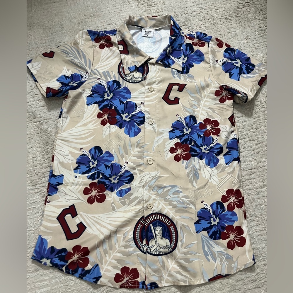 Cleveland Guardians Hawaiian Button Down Short Sleeve Shirt- stadium giveaway